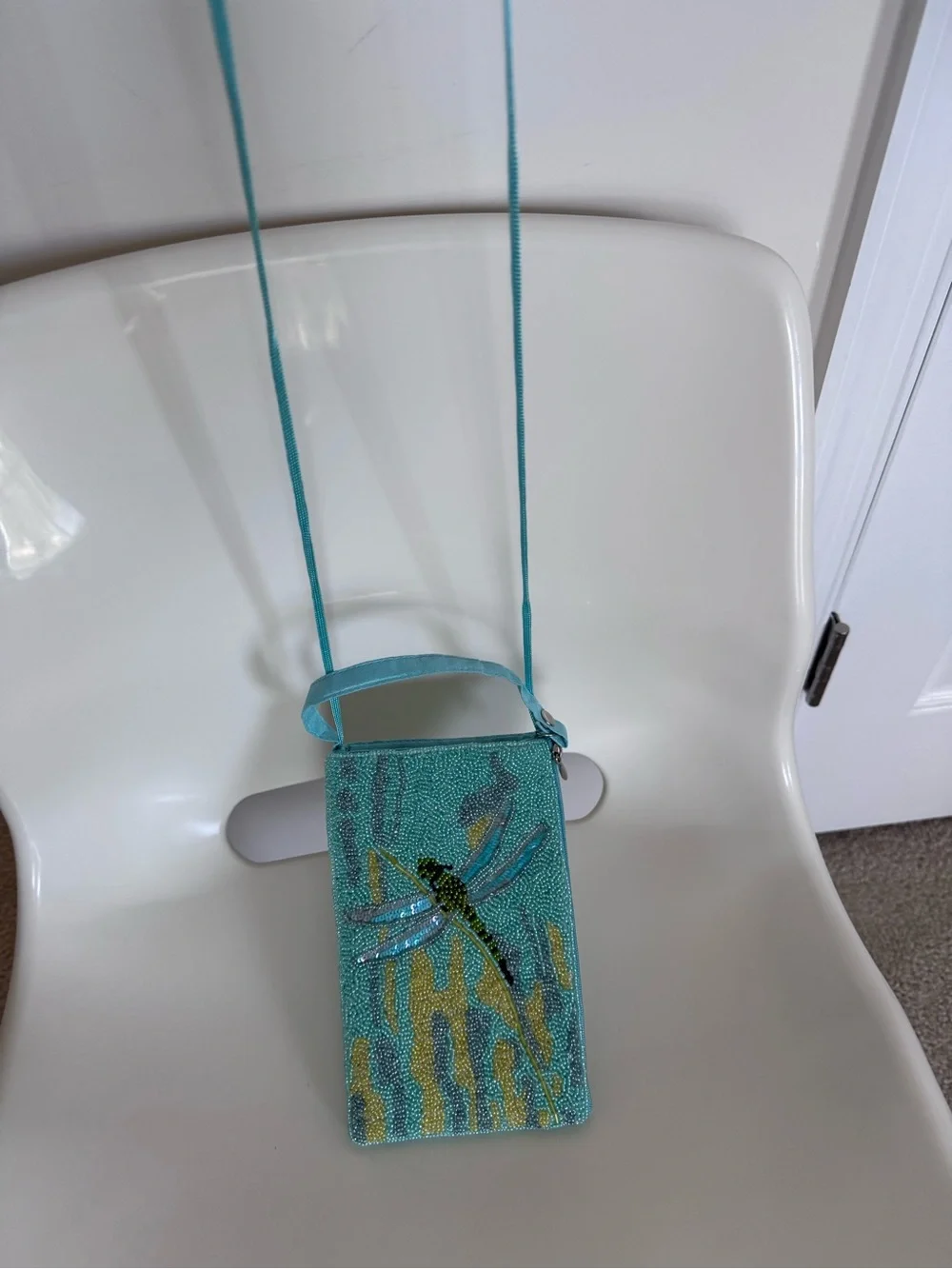 Bamboo Trading Co Beaded Dragonfly Crossbody Bag Y2K Boho Fairycore Aqua Purse